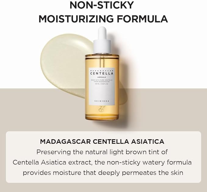 Skin1004 Madagascar Centella Asiatica 100 Ampoule (100ml or 3.38 floz) - Facial Serum - 100% Centella Asiatica Extract - for soothing sensitive and acne-prone skin