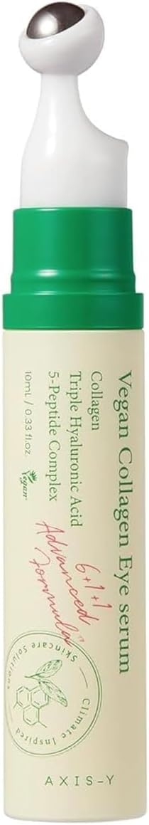 Suero de colágeno vegano para ojos con triple ácido hialurónico y complejo de 5 péptidos | Cuidado de las arrugas, reducción de líneas finas, iluminador | Cuidado de la piel coreano vegano y libre