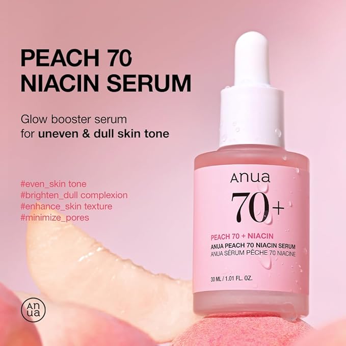 ANUA [Anua] Peach Suero De Niacinamide 70% 30ml l Tratamiento De Hiperpigmentación De Suero Facial Hidratante Iluminador Que Reduce La Melanina Belleza Limpia Diaria Cosmetico Coreano