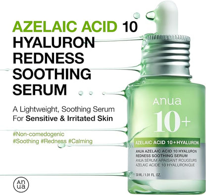 Anua Suero Facial Calmante con Acido Azelaico 10% y Acido Hialuronico, para Piel Sensible