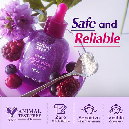 EQQUALBERRY Suero reafirmante Bakuchiol: minimizador de poros y arrugas con bakuchiol | Alternativa al retinol para pieles sensibles | Mejora la firmeza y la elasticidad con ceramidas y péptidos